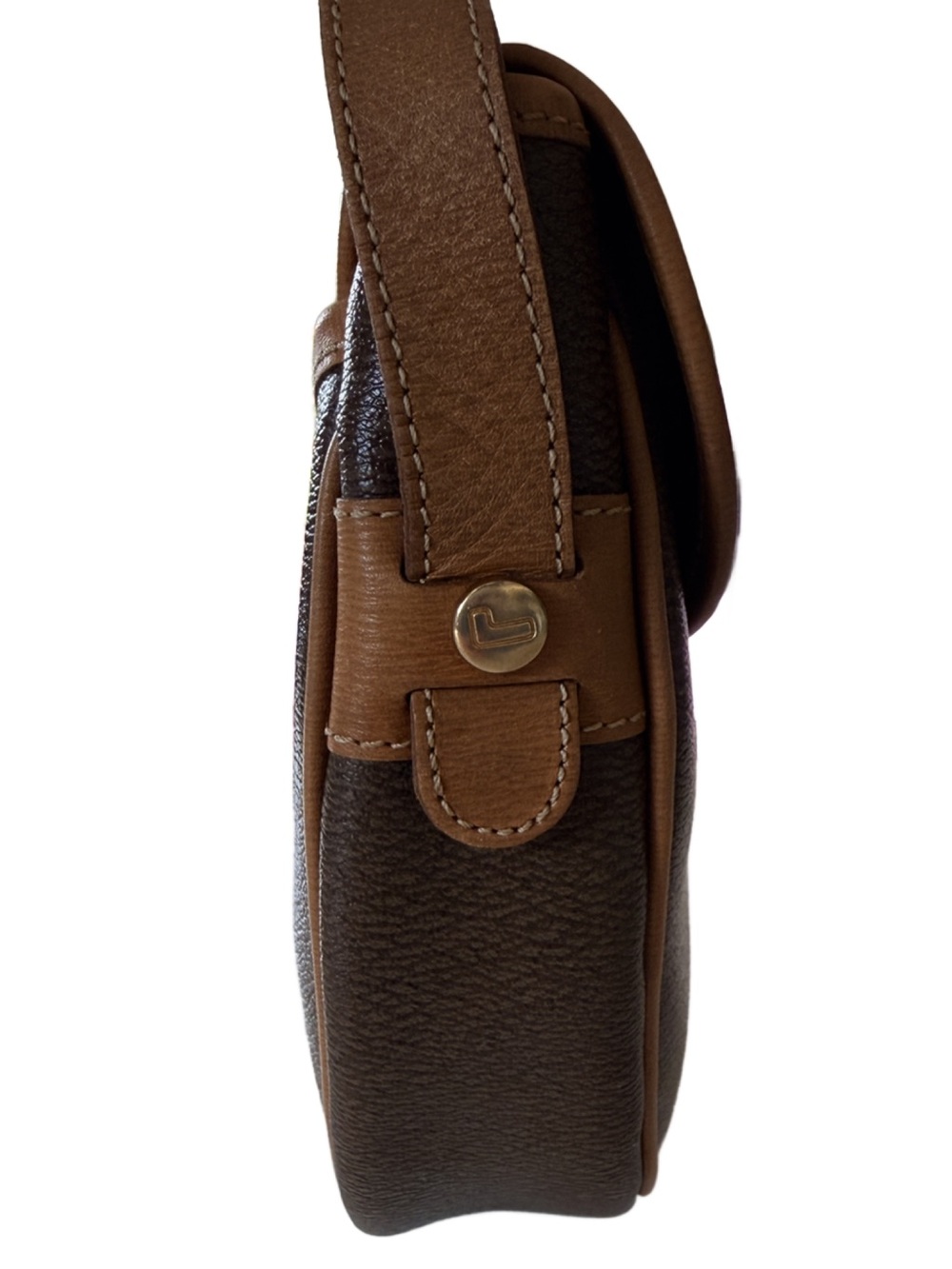 Vintage Lancel Brown & Tan Leather Crossbody Saddle Bag | Made in France - Picture 9 of 16